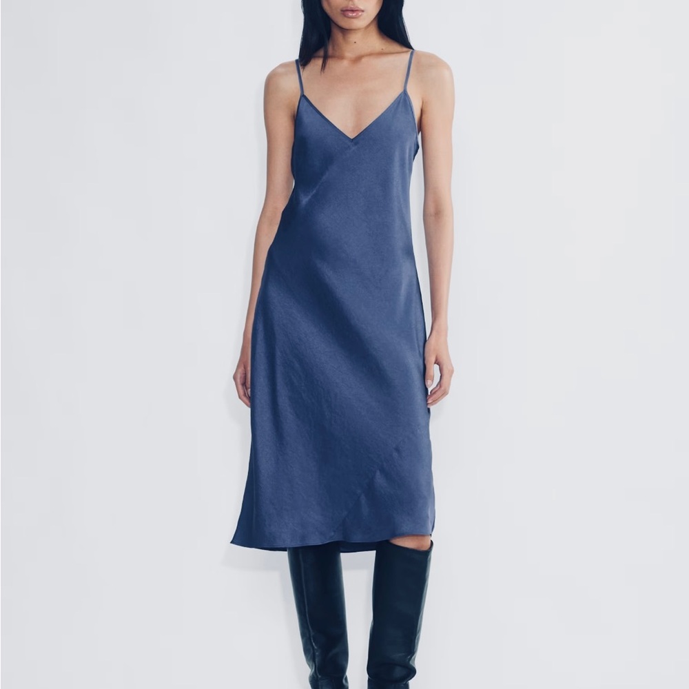 Aritiza (Wilfred) Navy Blue Midi Slip Dress